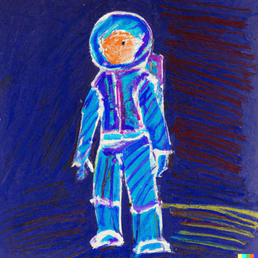 an astronaut, crayon drawing